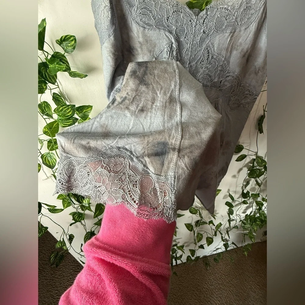 Free People Gray Tie Front Pleated Camisole